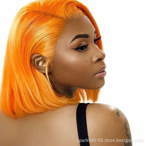 Wholesale Pink Orange Blue Red Grey Turquoise 613 Blond Color Wig Brazilian Virgin Human Hair Long Colored Lace Frontal Bob Wig